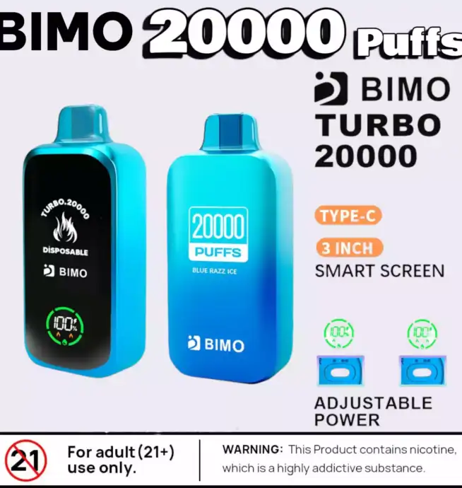 BIMO TURBO 20000 PUFFS 20000 Züge Dual Mesh Coil & Geschmack
