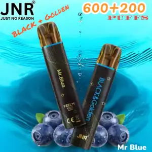 JNR BLACK & Golden 600+200 PUFF Wiederaufladbarer Einweg-Vape mit Stil