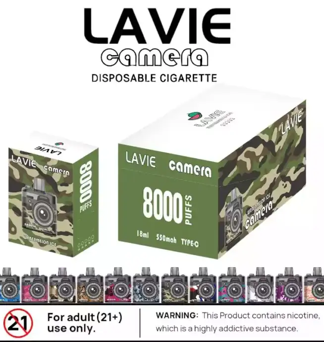 LAVIE Camera 8000 Puffs Lang anhaltendes Dampferlebnis mit 18ml E-Liquid