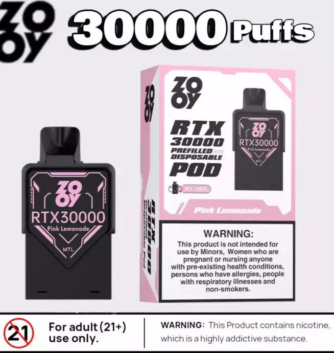 ZOOY RTX 30000 Puffs 30.000 Züge RGB Licht & Anpassbarer Luftstrom