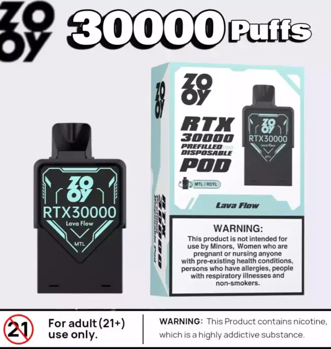 ZOOY RTX 30000 Puffs 30.000 Züge RGB Licht & Anpassbarer Luftstrom