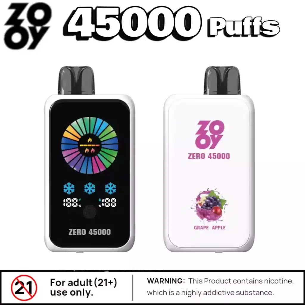 ZOOY ZERO 45000 Puffs Anpassbarer Luftstrom und Touchscreen-Steuerung