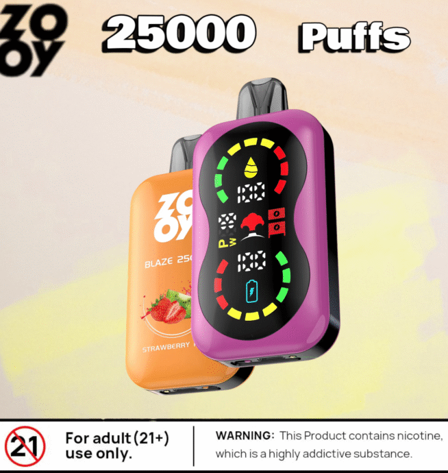 Zooy Blaze 25000 Puffs: Langlebig Doppelte Mesh-Coil & 10 Aromen