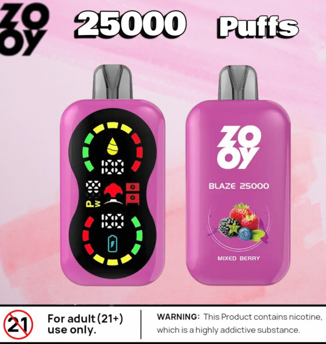 Zooy Blaze 25000 Puffs: Langlebig Doppelte Mesh-Coil & 10 Aromen