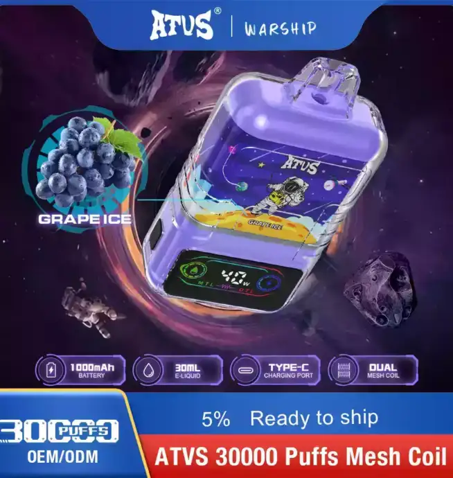 ATVS 30000 Puffs Disposable Vape mit 30000 Zügen und intensiven Aromen