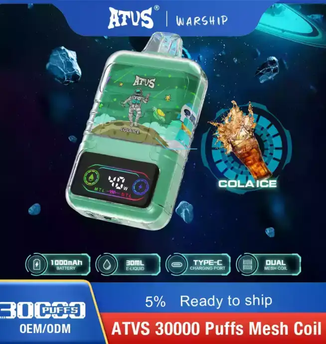 ATVS 30000 Puffs Disposable Vape mit 30000 Zügen und intensiven Aromen