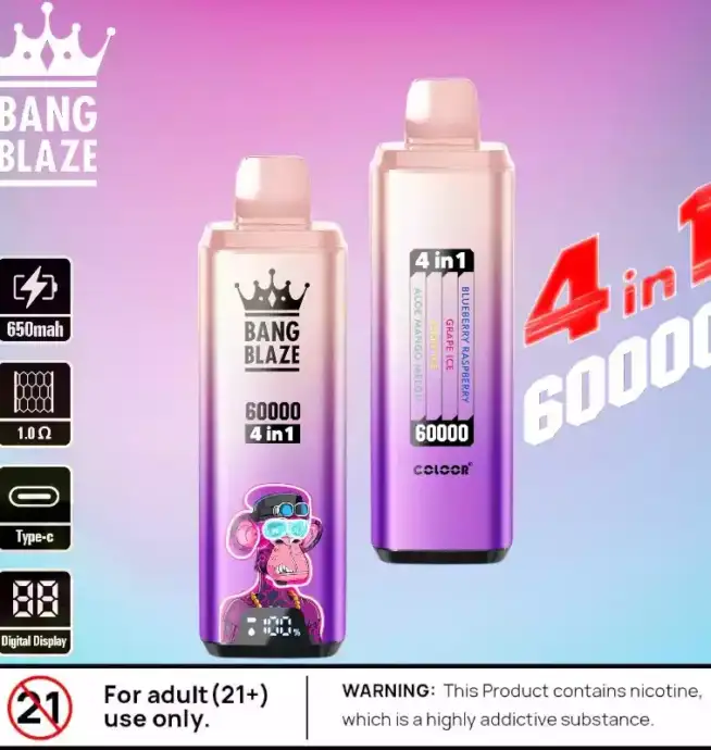 BANG BLAZE 60000 PUFFS DSK050 Langlebige Einweg-E-Zigarette mit 56ml Liquid