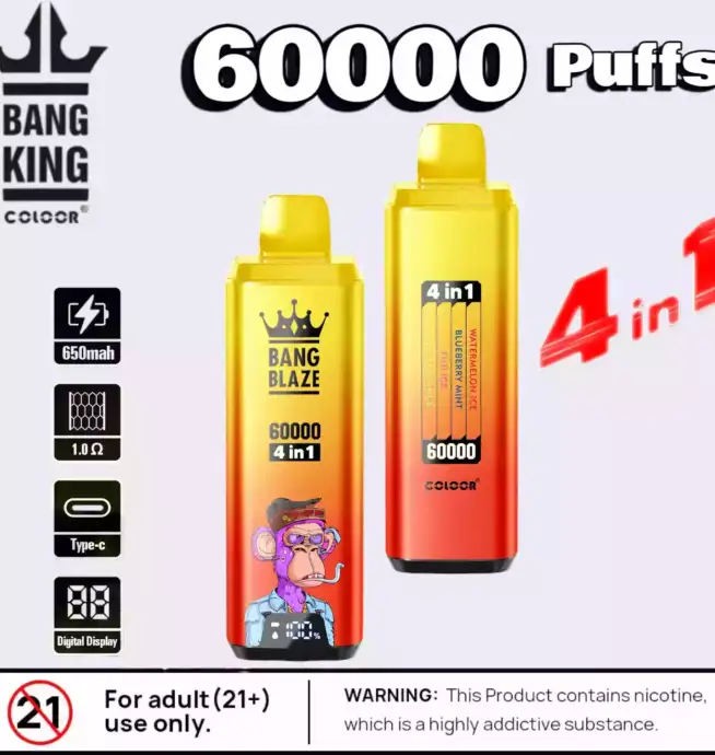 BANG BLAZE 60000 PUFFS DSK050 Langlebige Einweg-E-Zigarette mit 56ml Liquid