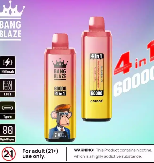 BANG BLAZE 60000 PUFFS DSK050 Langlebige Einweg-E-Zigarette mit 56ml Liquid